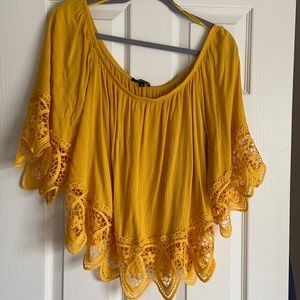 Mustard Yellow Lace Crop Blouse